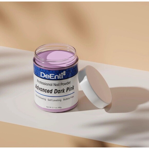 DeEnti Advanced Dark Pink Acrylic Nail Powder 2.1oz Dip Long Lasting Self Level - Picture 4 of 16